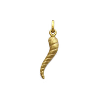Ribbed Italian Horn Sandblasted Pendant (18K) front - Popular Jewelry - New York