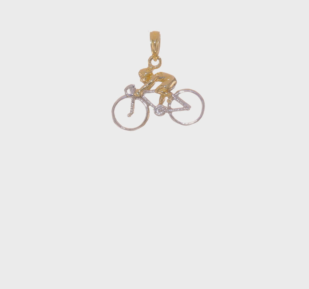 Bicycle with Rider Pendant (14K) 360 - Popular Jewelry - New York