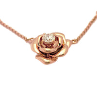 鑽石玫瑰花朵項鍊玫瑰金（18K）側面 - Popular Jewelry - 紐約