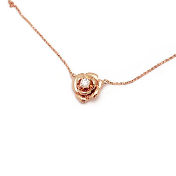 Diamond Rose Blossom Necklace Rose Gold (18K) top - Popular Jewelry - New York