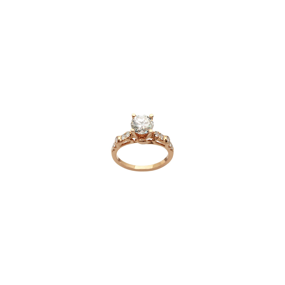 Round Diamond Engagement Accent Ring (18K) front - Popular Jewelry - New York