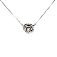 钻石玫瑰花朵项链白金（18K）正面- Popular Jewelry  - 纽约