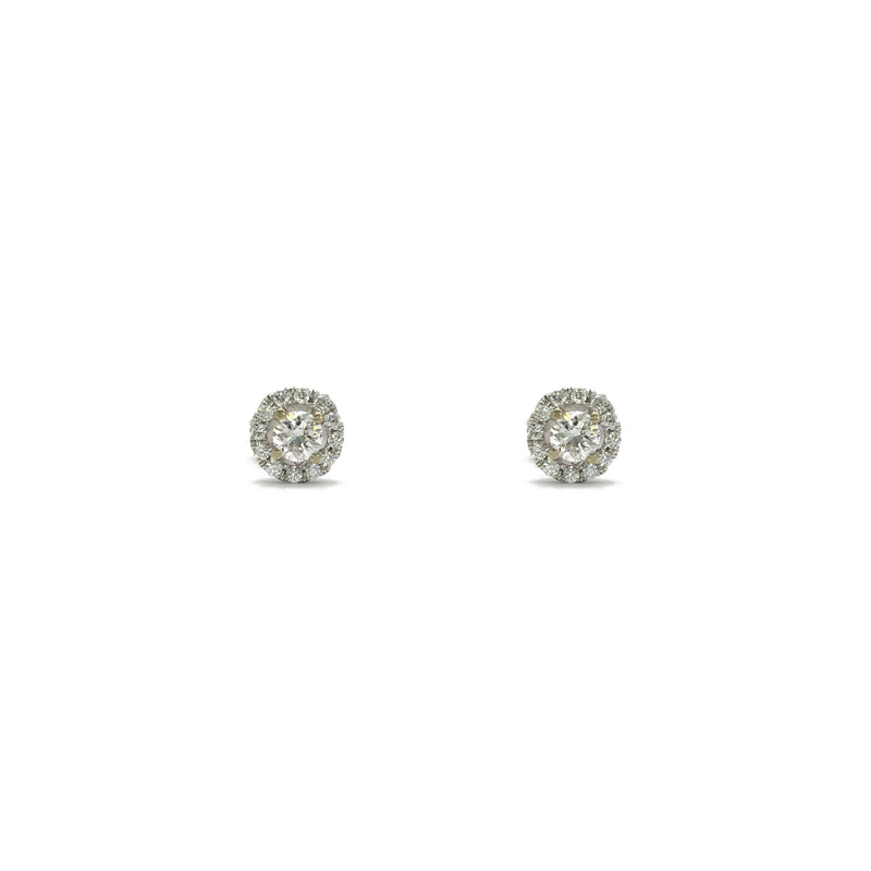 Halo Diamond Stud Earrings (18K) front - Popular Jewelry - New York