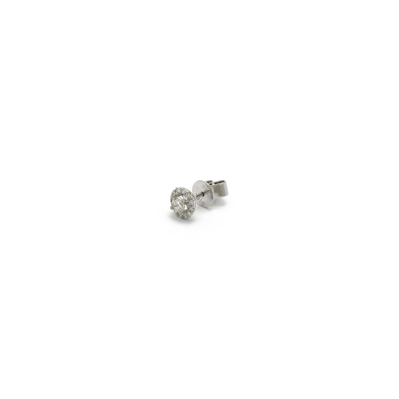 Halo Diamond Stud Earrings (18K) Side - Popular Jewelry - New York