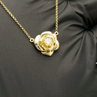 Огрлица са дијамантским ружама дијагонала жуто злато (18К) - Popular Jewelry - Њу Јорк