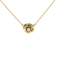 鑽石玫瑰花項鍊黃金（18K）正面 - Popular Jewelry - 紐約