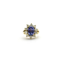 Oval Tanzanite Diamond Sunburst Halo Ring (18K) ön - Popular Jewelry - Nyu-York