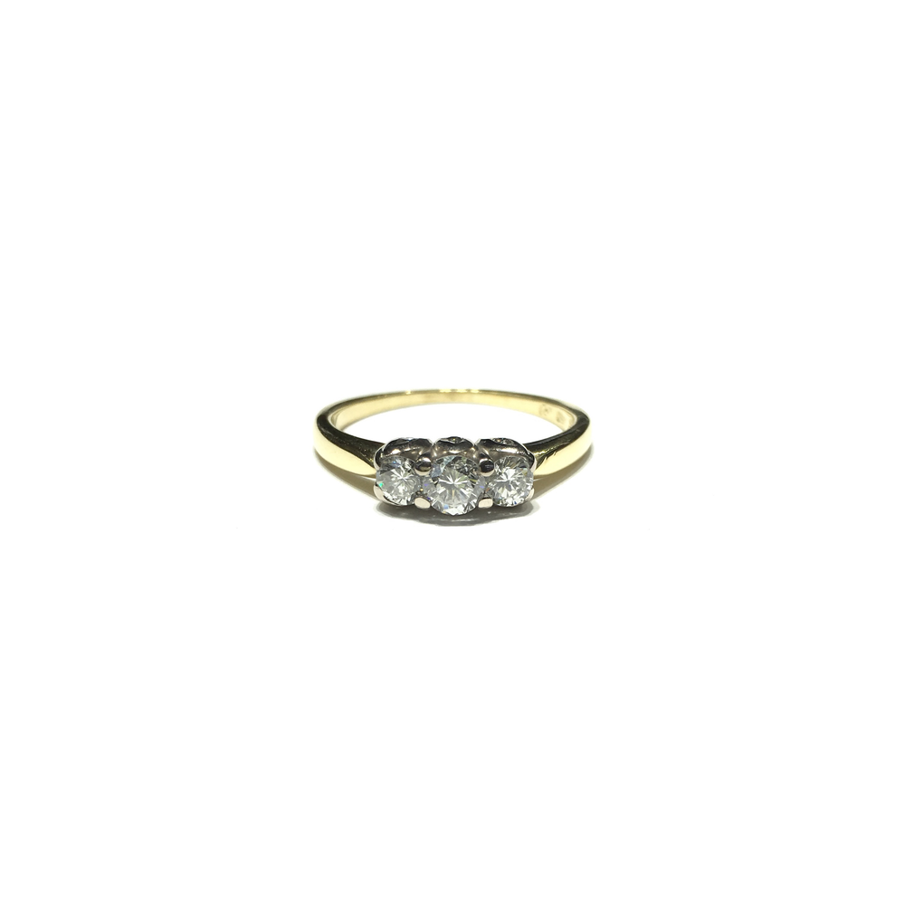 Three Diamond Ring (18K) front - Popular Jewelry - New York