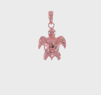 Pink Textured Sea Turtle Pendant (14K) 360 - Popular Jewelry - New York