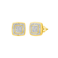 Pave Diamond Cushion Shape Stud Earrings (14K)