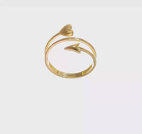 Glossy Arrowhead & Heart Ring (14K)