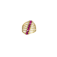 Fanned 6-Row Pink Stone Ladies Ring (14K)