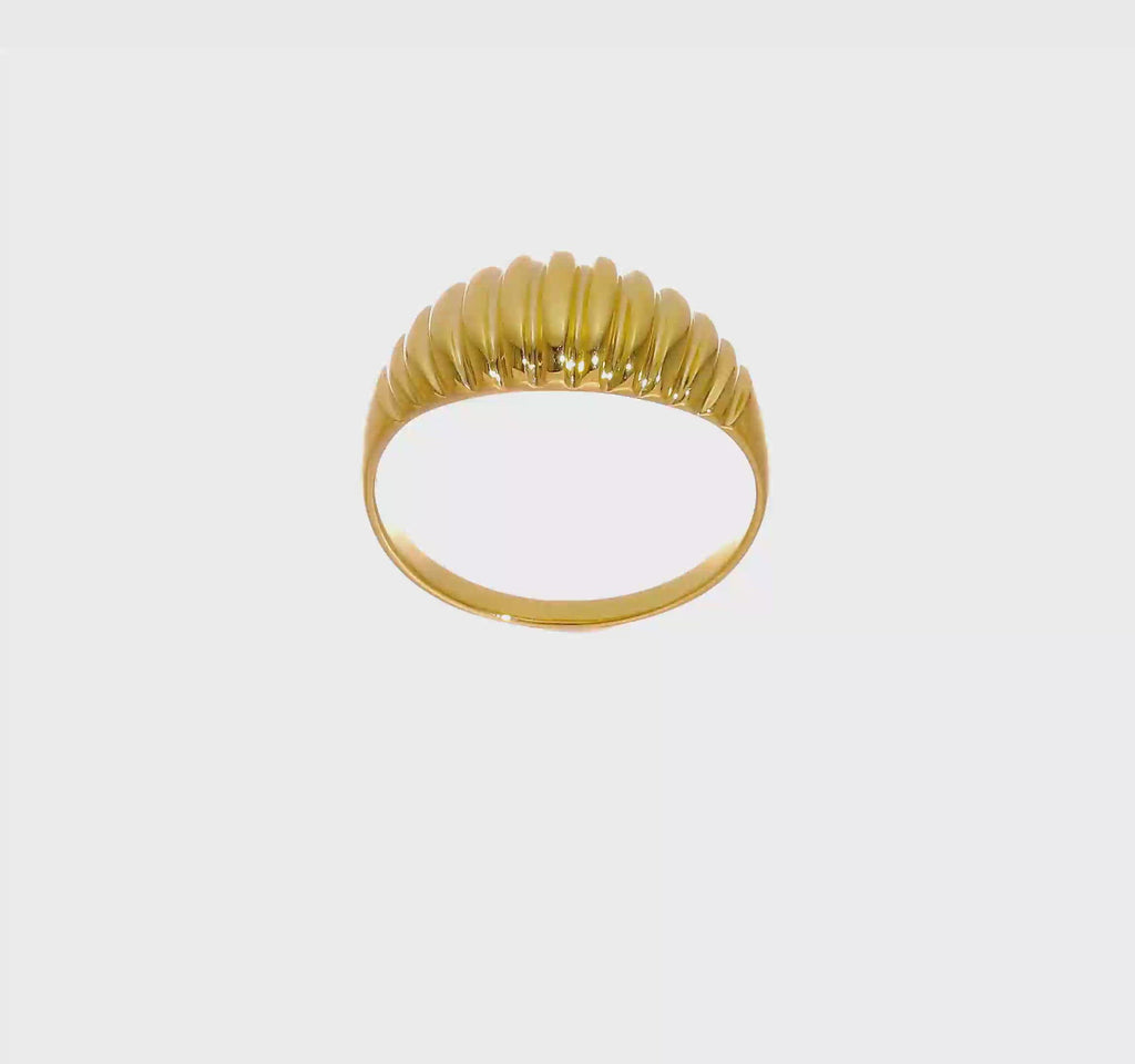 Ribbed Dome Ring (14K) 360 - Popular Jewelry - New York