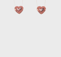 Pink Puffy Heart Post afikọti (14K) 360 - Popular Jewelry - Niu Yoki