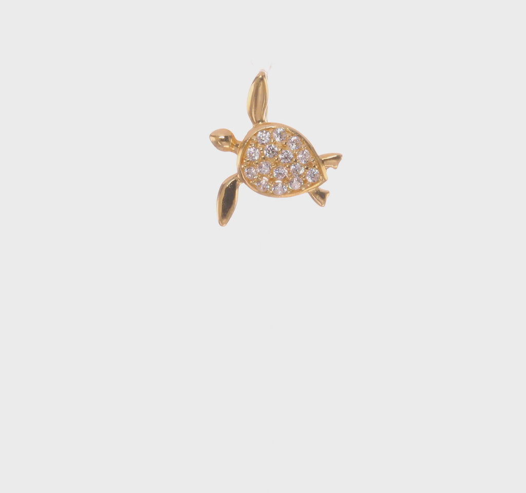 Icy Baby Sea Turtle Pendant (14K) 360 - Popular Jewelry - New York