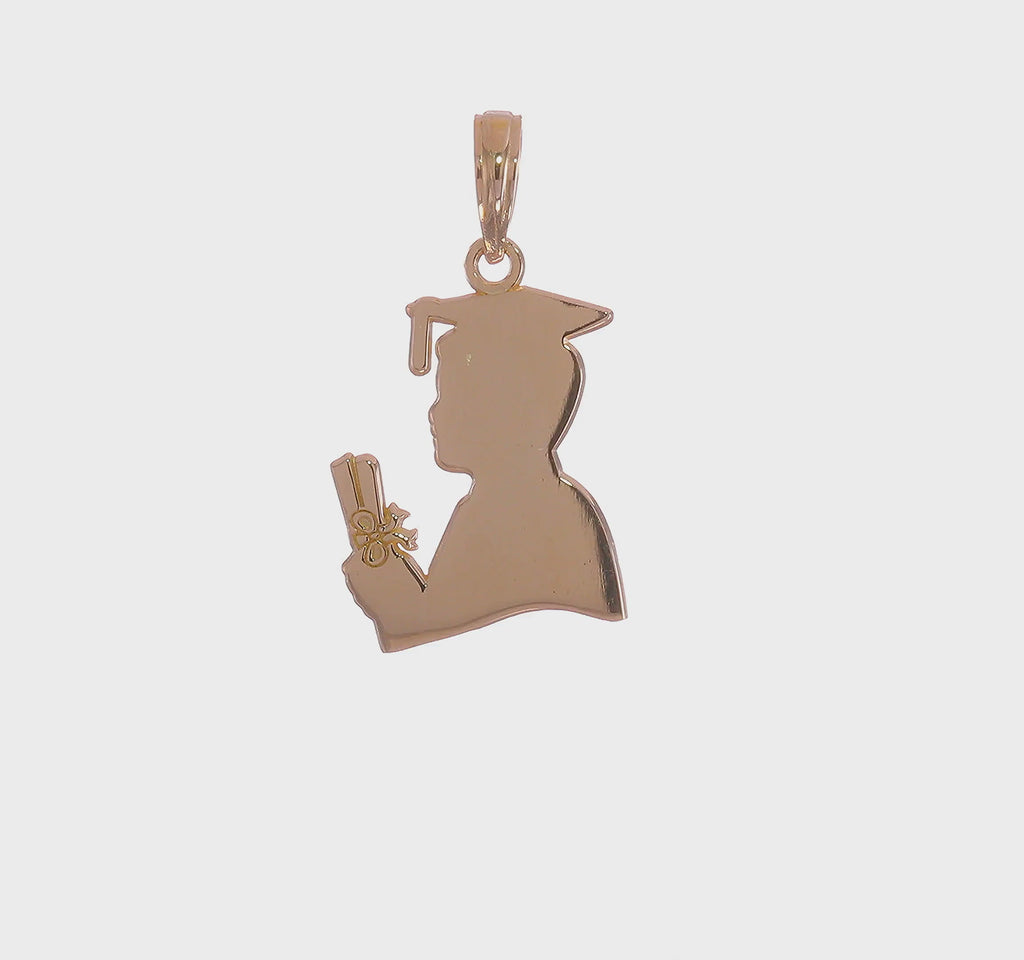 Male Graduation Profile Pendant (14K) 360 - Popular Jewelry - New York
