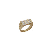 Triple Column Half Bezel Princess-Cut Stones Ring