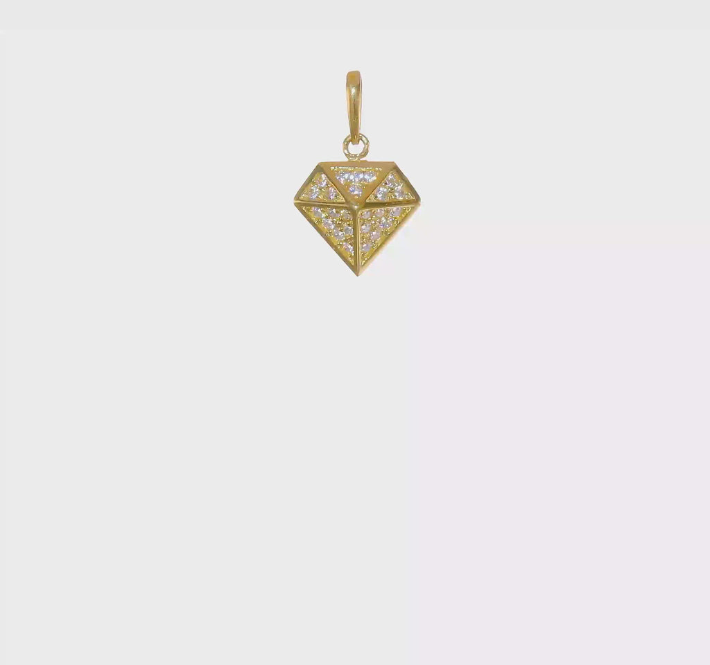 Icy Geometric Diamond-Shaped Pendant (14K) 360 - Popular Jewelry - New York