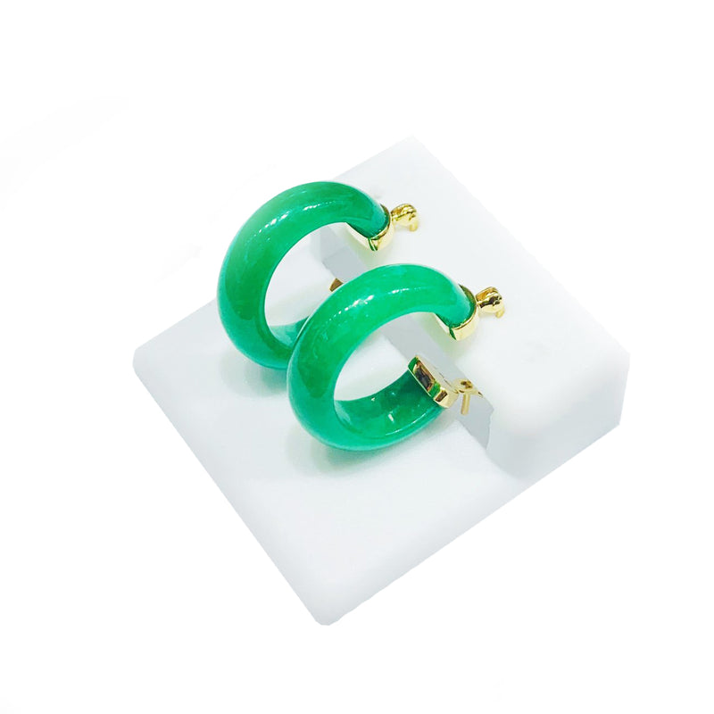 Jade Hoop Earrings (14K)