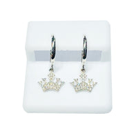 Crown CZ Earrings (14K).