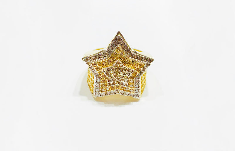 Two-tone Star CZ Ring (14K).