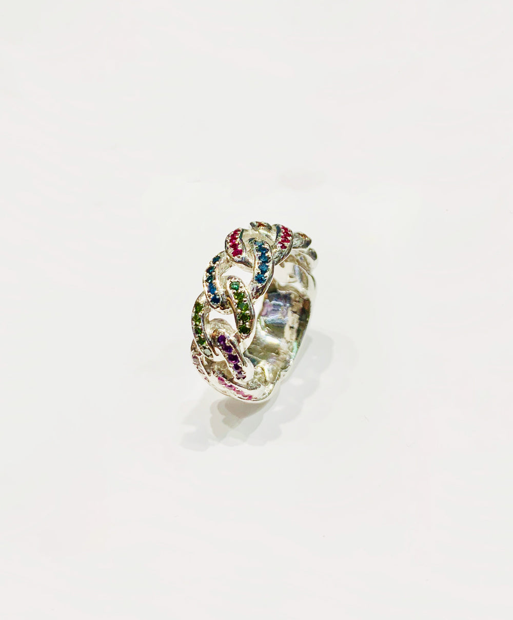 Multi-color Miami Cuban Ring (14K)