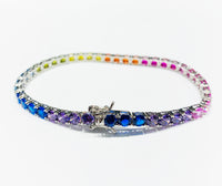 Multi-color Tennis CZ Bracelet (Silver)