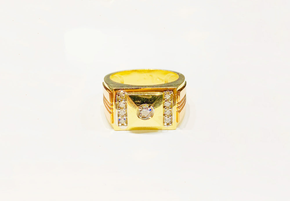 Two-tone Square CZ Ring (10K).