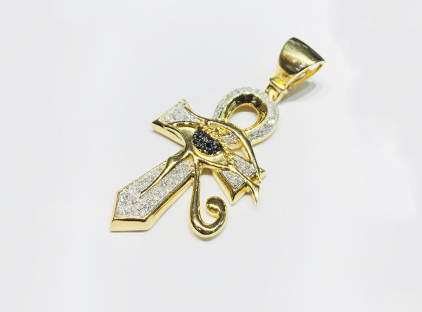 Diamond Egyptian Eye of Horus Ankh Pendant (10K)