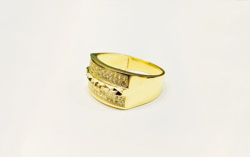 Rectangle Double Line CZ Ring (10K).
