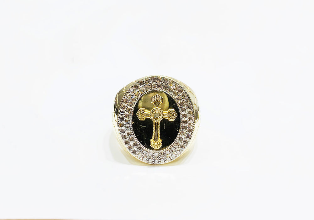 Cross CZ Ring (14K).