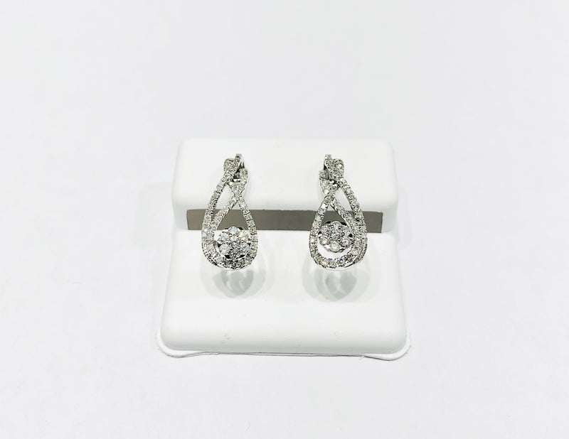 Diamond Spiral Teardrop Earrings (14K).