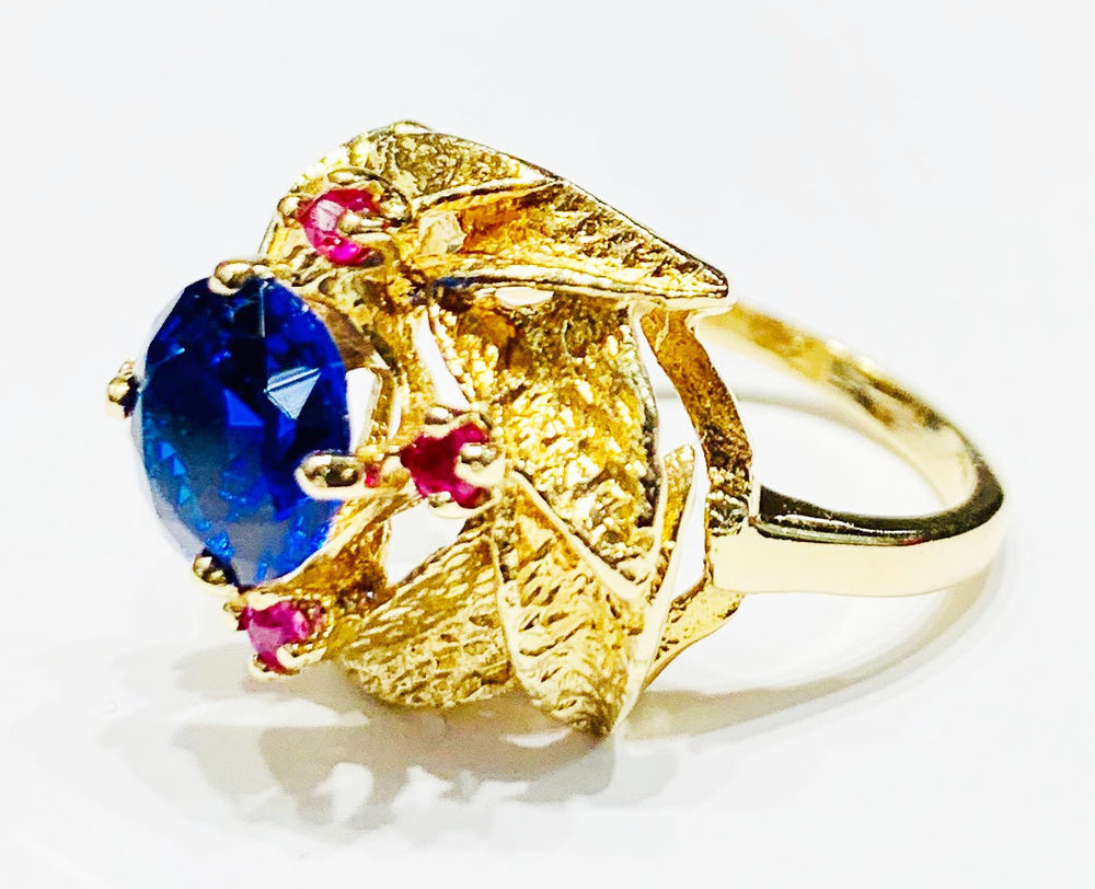 Rose design CZ ring (14K).