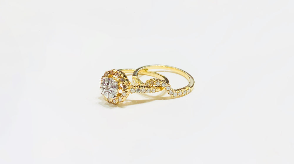 Diamond SunFlower Double Ring (14K).