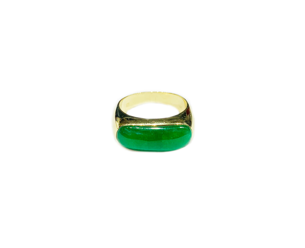 Rectangle Jade Ring (14K).