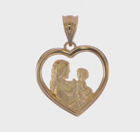 Mother and Baby Heart Outline Pendant (14K) 360 - Popular Jewelry - New York