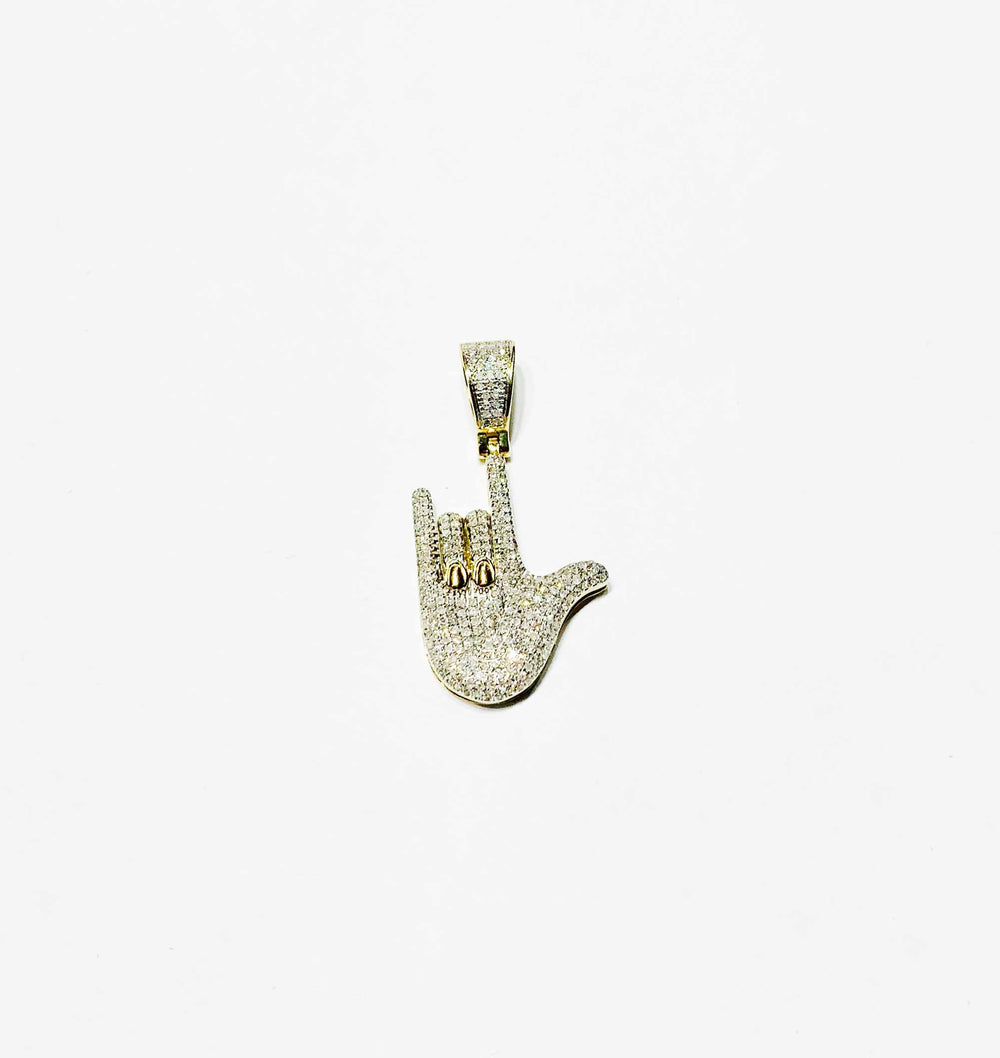 Diamond Rock&Roll sign Pendant (10K)