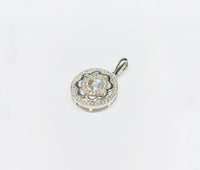 Round Flower CZ pendant (14K).