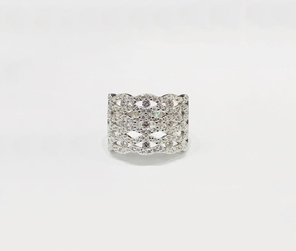 Criss Cross Sterling Silver CZ Ring