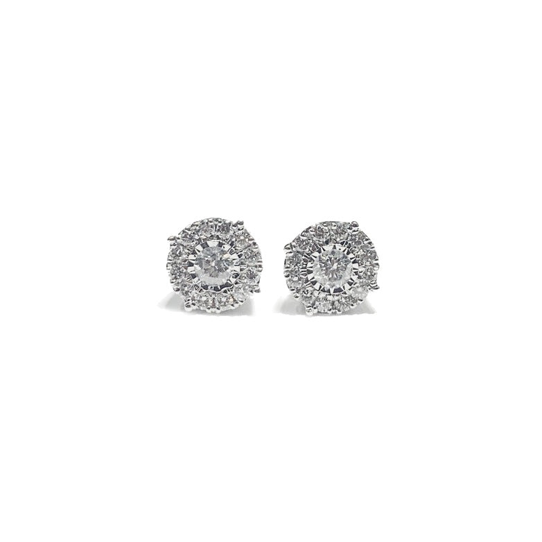 Diamond Round Earrings (14K).