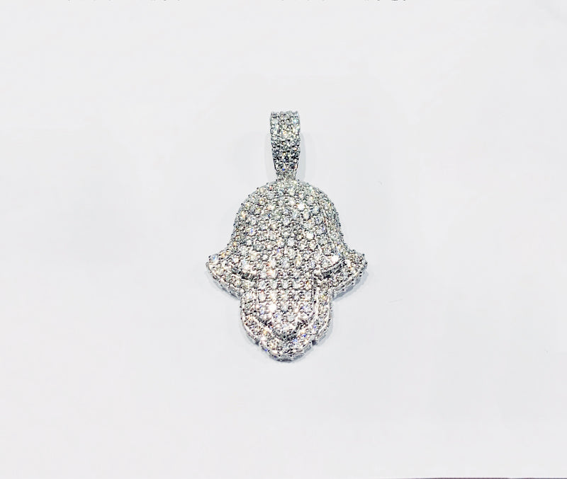 Diamond Hamsa Pendant (14K).