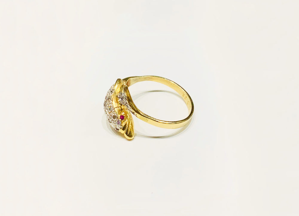 Diamond Dolphin Ring (14K).