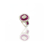 Diamond Ruby Lady baguette Ring white gold (14K).