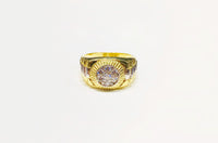 Two-tone Round CZ Ring (10K).