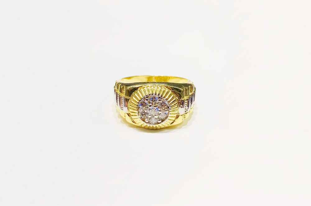 Two-tone Round CZ Ring (10K).