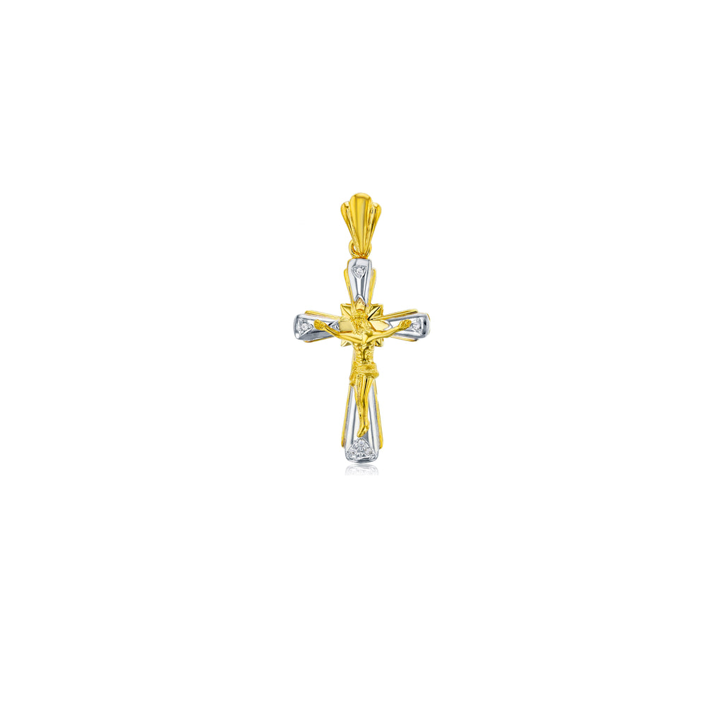 Two-tone Jesus Cross Pendant (14K)