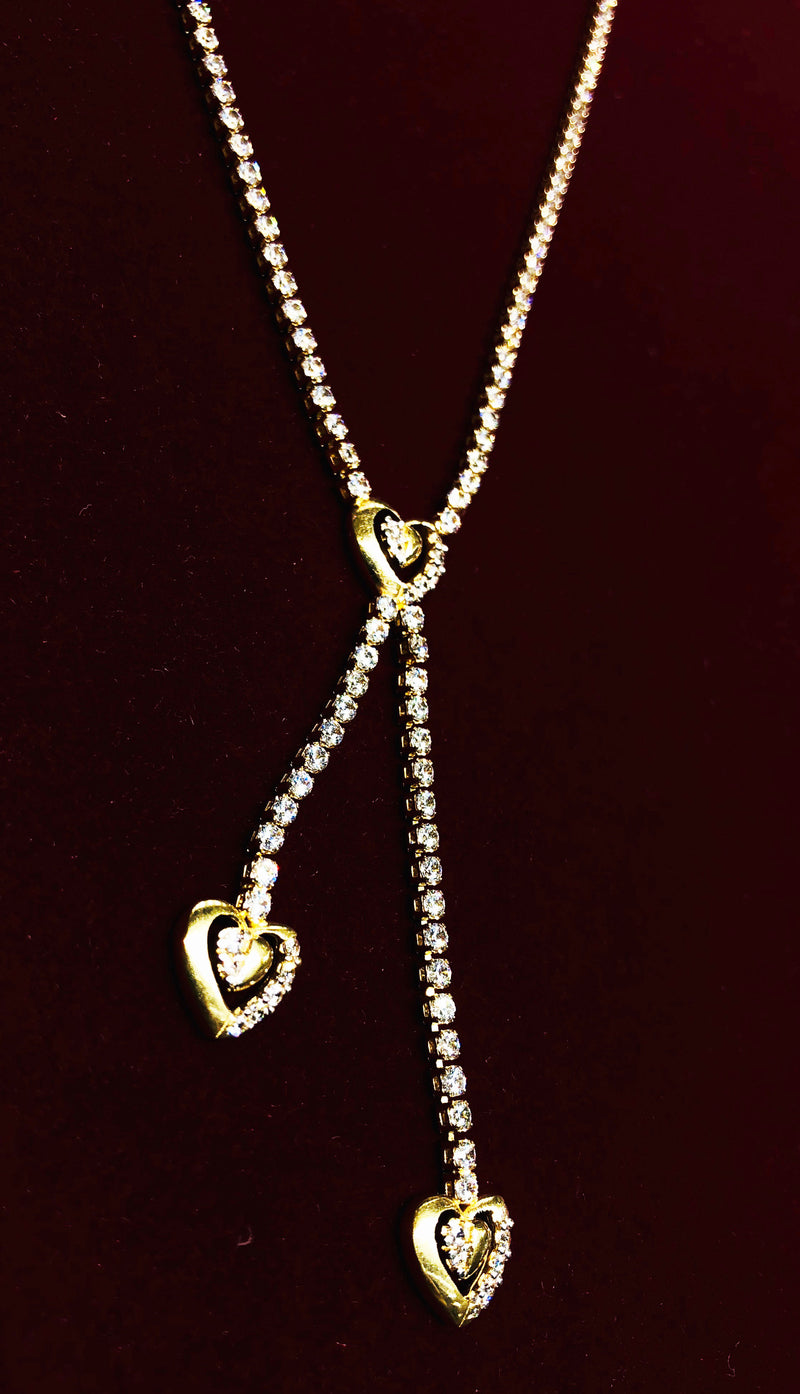 Tri-Heart Tennis Necklace (14K).