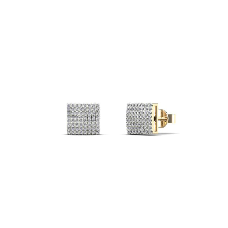 Iced-Out Diamond Square Stud Earrings (14K)