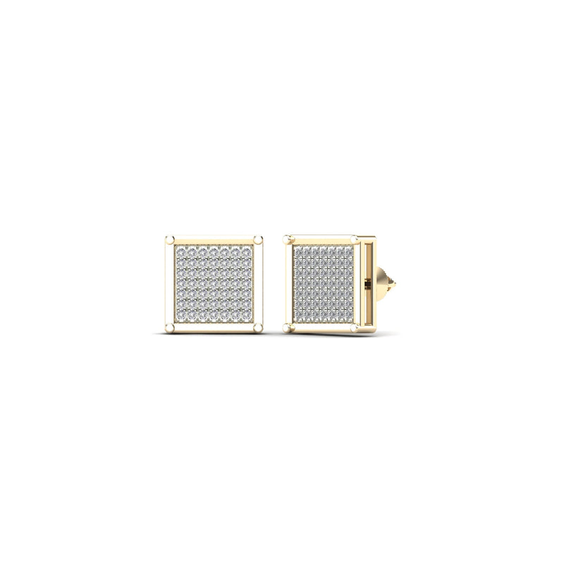 Diamond Pave Set Square Shaped Earrings (14K)
