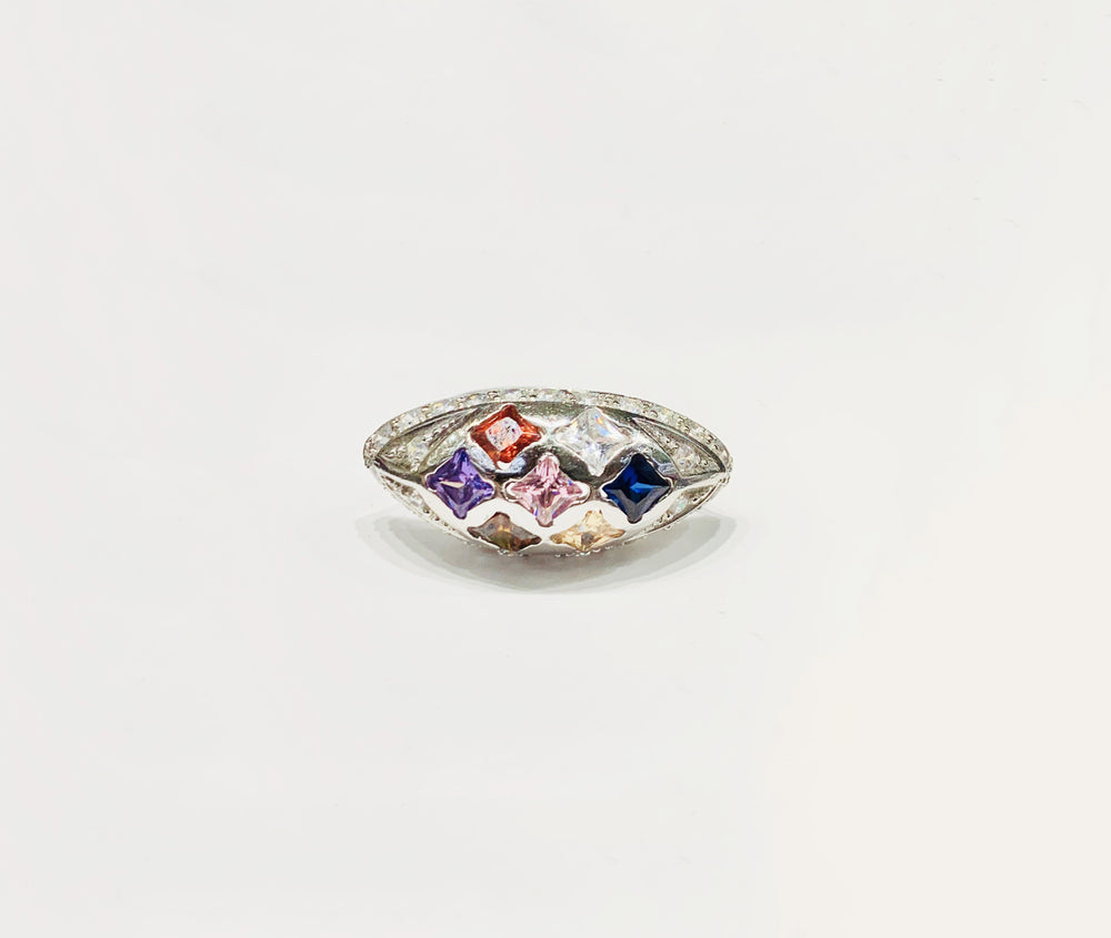 Multi-color Cocktail CZ Ring (14K).